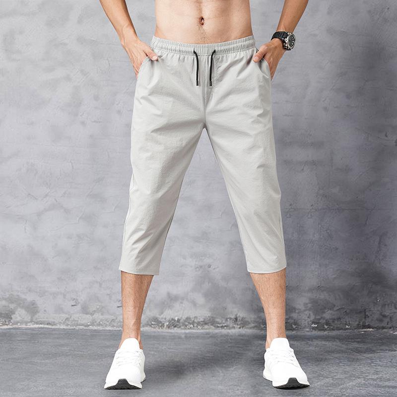 Men's Quick-Dry Ice Silk Seven-Point Shorts - Summer Lightweight Casual Sport, Plus Size, Trendy Straight-Leg