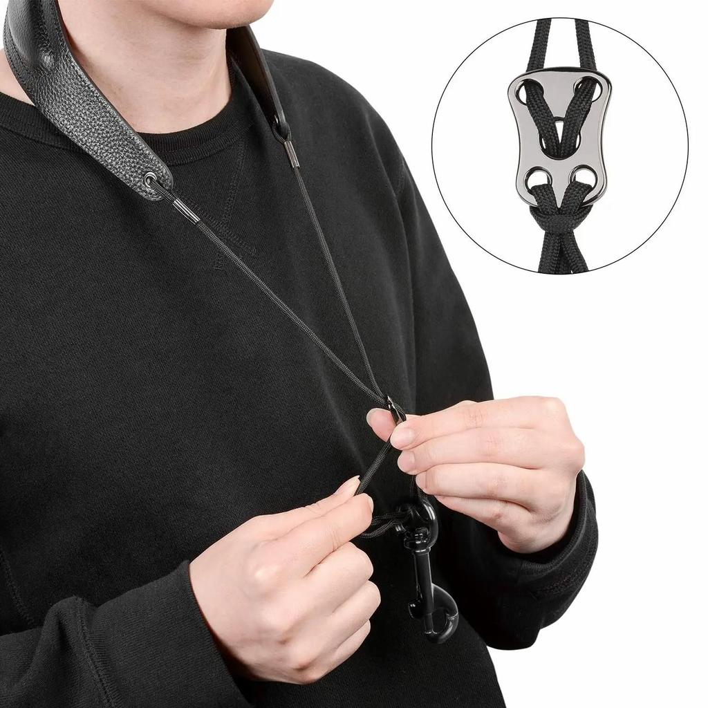 Curea pentru saxofon Curea de gât pentru saxofon din piele naturală, cu tampon moale și confortabil