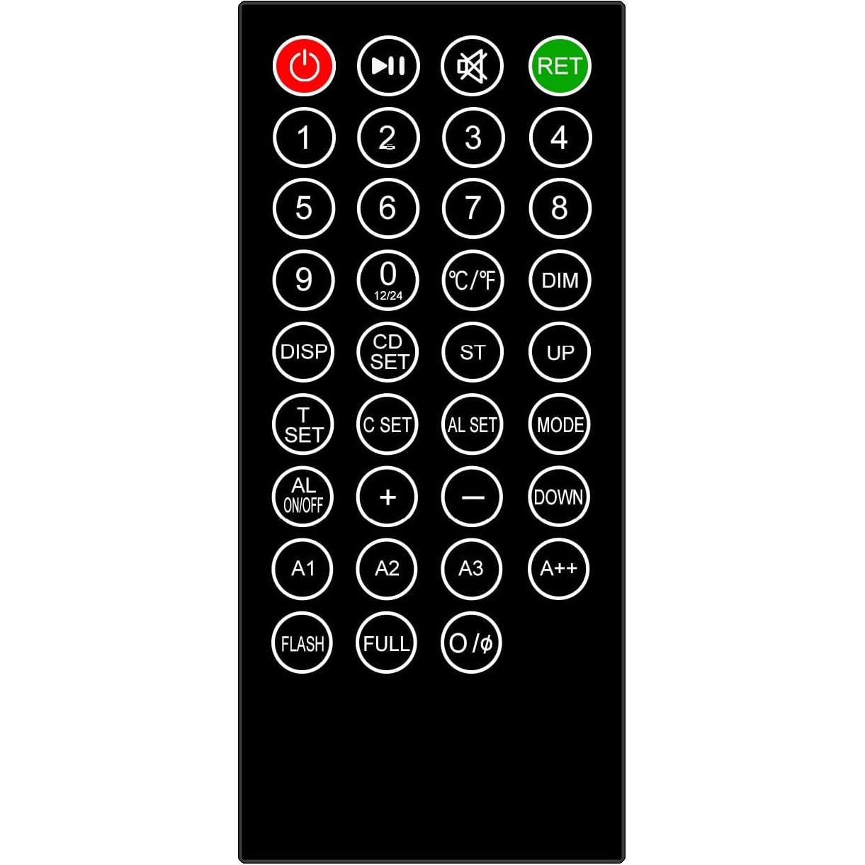 Remote Control for CH3386/CH3387/CH3389 Series LED Digital Wall Clock…