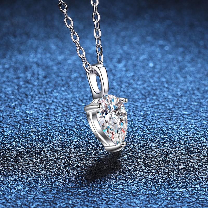 Dainty Teardrop Moissanite Pendant 1ct D Color Necklace Women