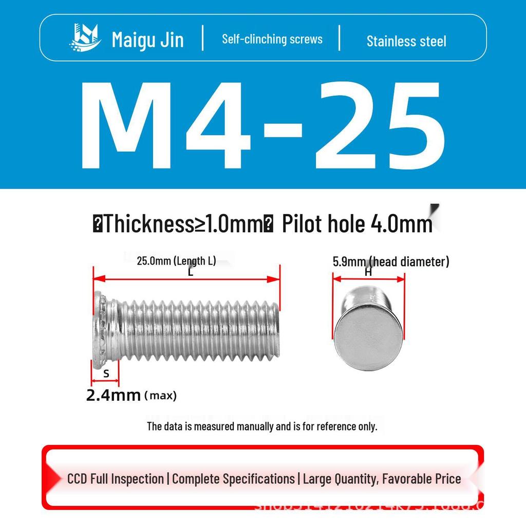304 Stainless Steel Pressure Plate Cylindrical Head Rivet Screw (FHS-M2 M2.5 M3 M4 M5 M6 M8 M10)