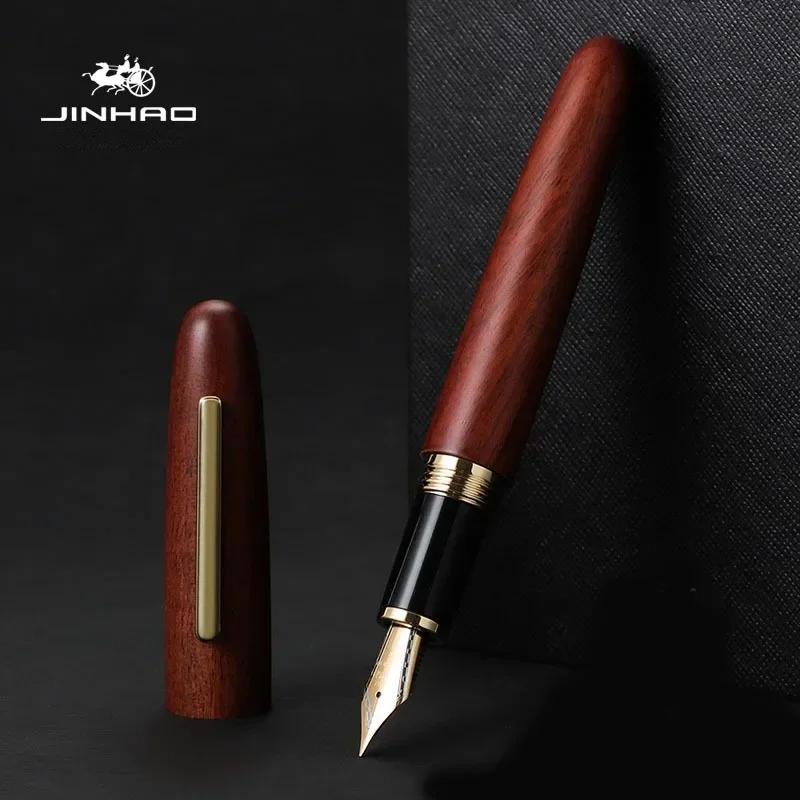 JINHAO 9056 Wood Fountain Pen Gift Classic Golden M Nib Spin Ebony Walnut Rosewood School Student Office Supplies Stationery (Rosewood,EF(0.38mm)) розовый лес