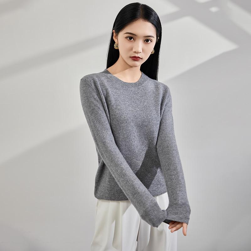 2024 Autumn/Winter Women's Pure Cashmere Round Neck Sweater - Versatile Casual Knit Pullover