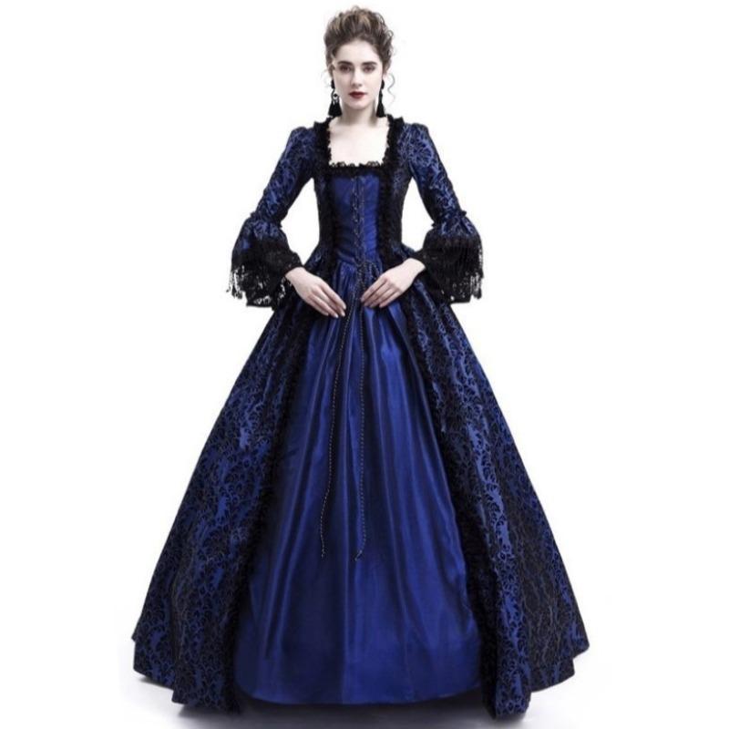 Wish Big Horn Sleeve Medieval Plus Size Dress Court Vintage Queen Long Dress Party Dress