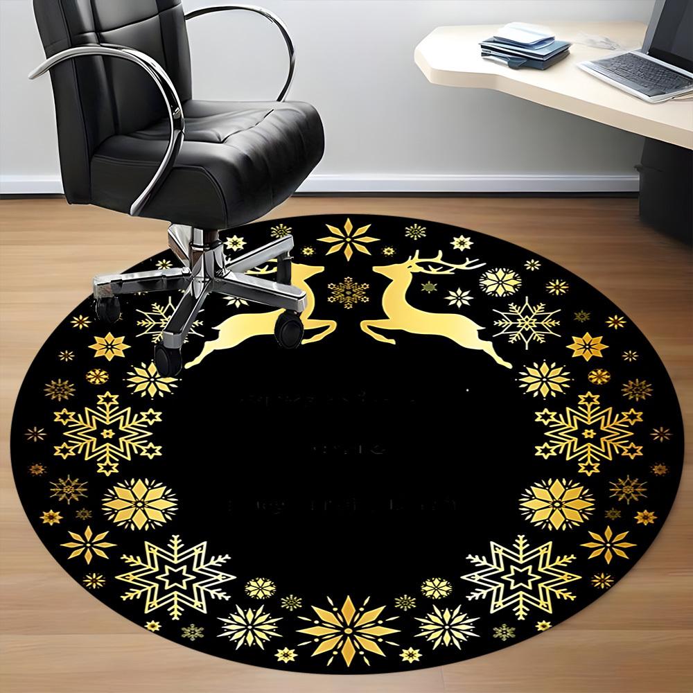1pc Winter Wonderland Chair Carpet for Office, Indoor Non Slip Washable Polyester Fiber Carpet,