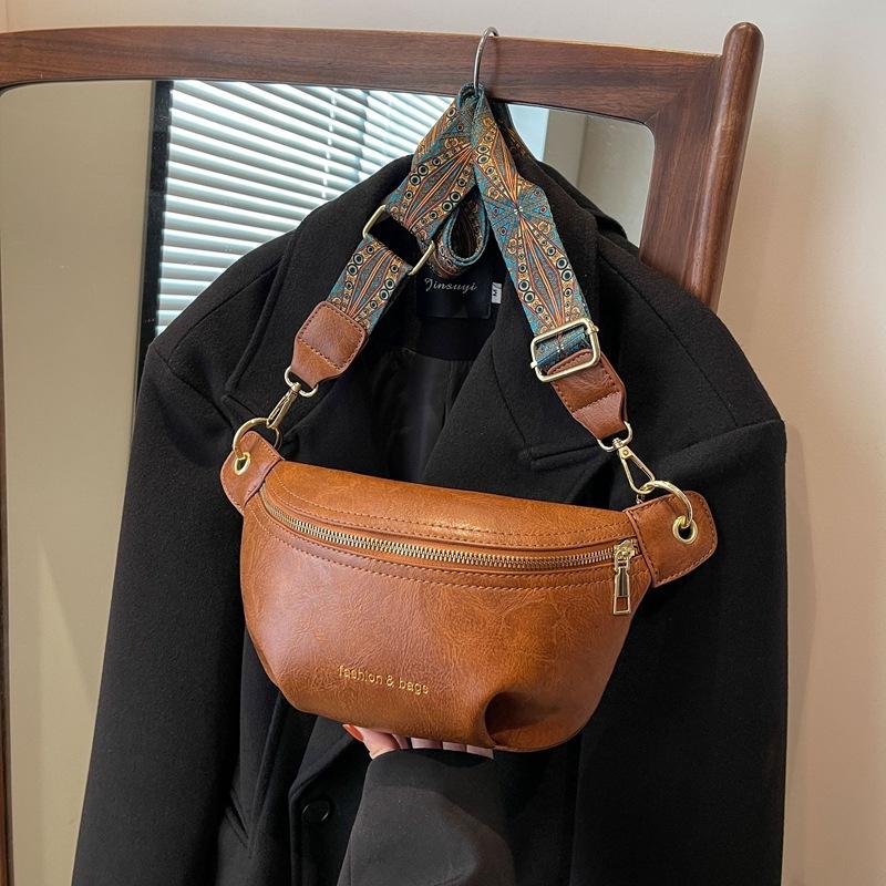 New Fashi Women Chest Bag INS Style Simple Versatile Soft Faux Leather Sling Crossbody Shoulder Bag