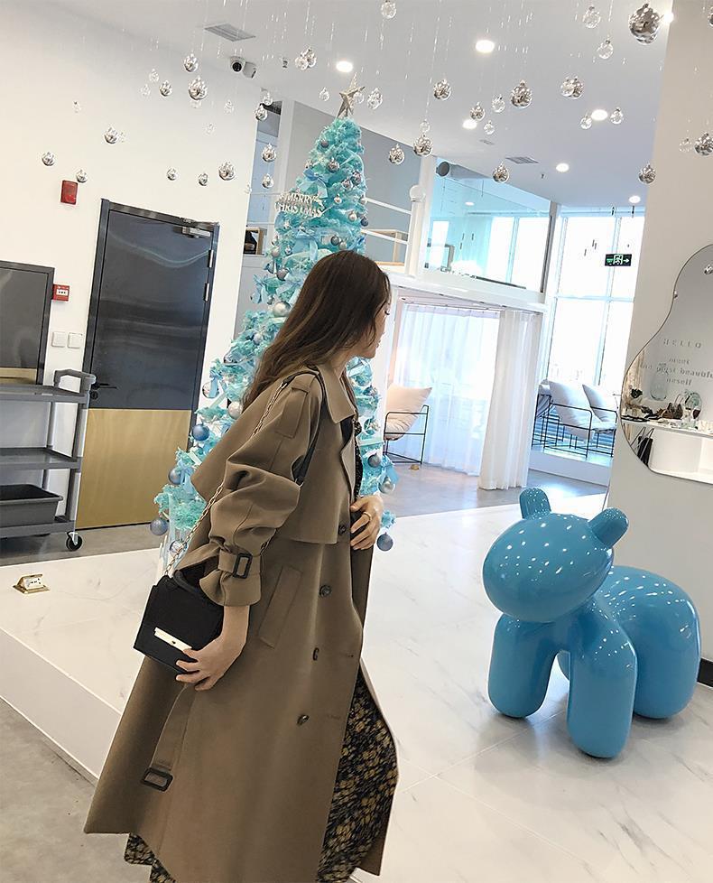 Damski jesienny płaszcz trencz z drapowaniem 2025: Średniej długości, Styl brytyjski, Za kolano, Bogini szyk