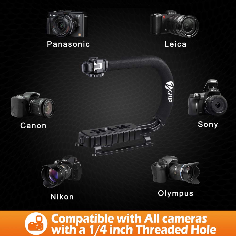 Zeadio Video Action Handheld Stabilizer with Smartphone Holder Mount for Canon Nikon Sony Panasonic DSLR Camera Camcorders and All Smartphones