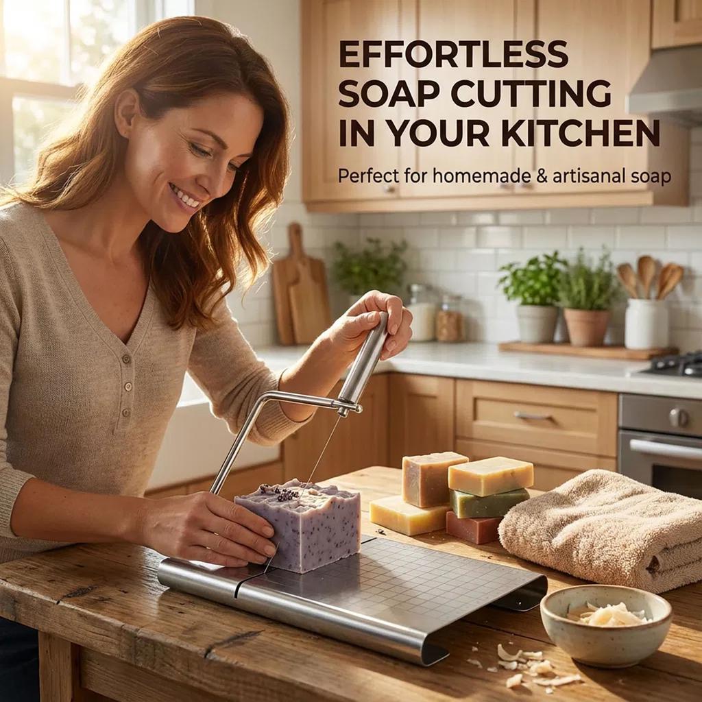 Stainless Steel Soap Cutter With Scale,Adjustable Soap Making Tools For Making Candles Trimming Cheese DIY Cutting Making Tool