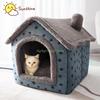 24TE Pet House Bed Indoor Warm Cave Plush Nest Sleeping Bed Lovely Cabin Puppy Winter for Cats and Small Dogs