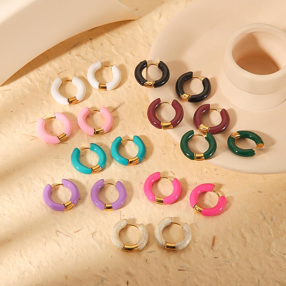 Orecchini a goccia color oro effetto pioggia arcobaleno per donna Orecchini a cerchio in acciaio inossidabile a goccia