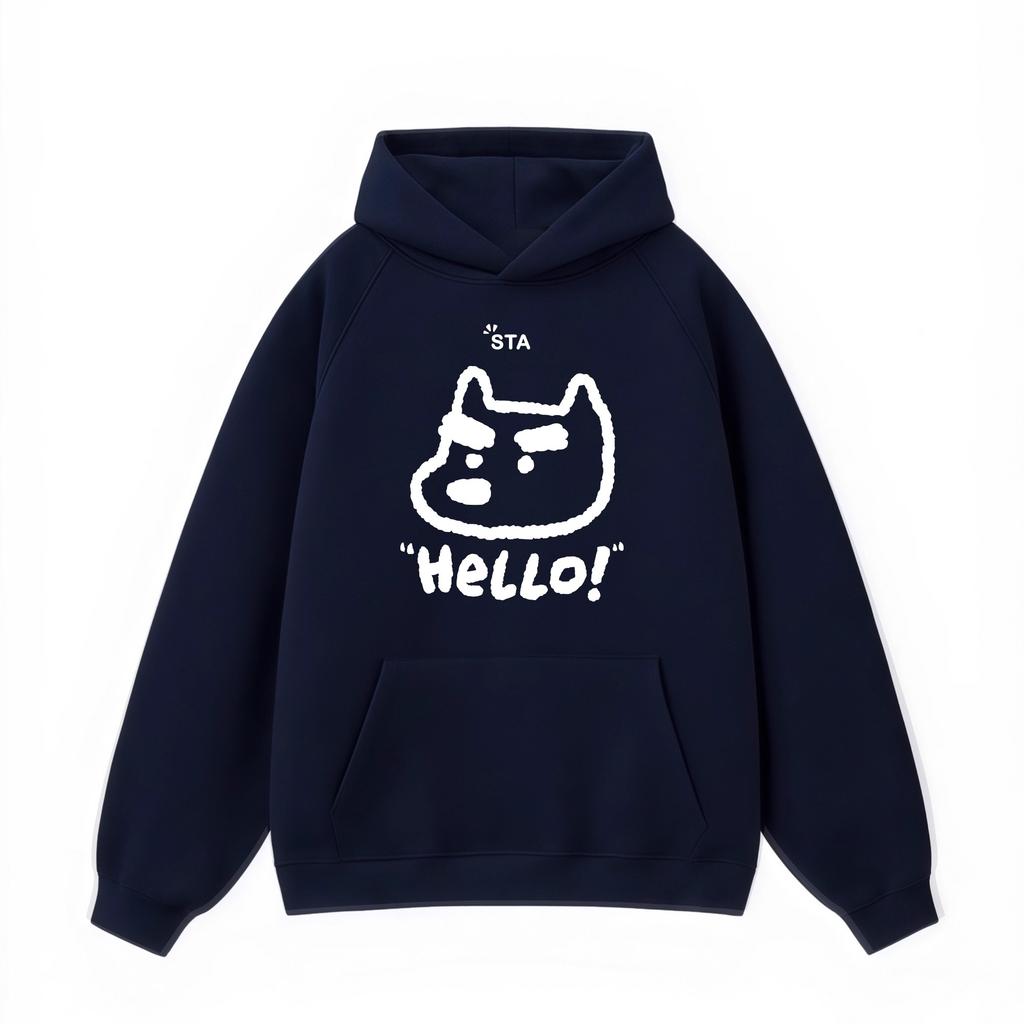 Spring and Autumn American-style Fun Thick-browed Dog Print Hooded Sweatshirt for Men and Women A Retro High Street Brand