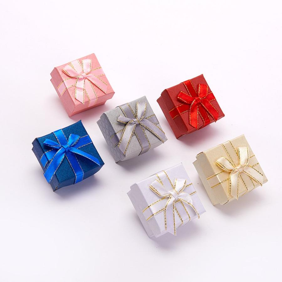 6pcs Bangle Jewelry Ring Earring Necklace Present Gift Box Mini Multi-color Bowknot Gift Boxes Necklace Jewelry Storage Cases