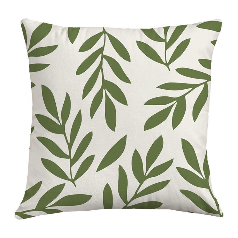 Geometric Nordic-Style Green Throw Pillow Cover for Artistic Living Room Decor