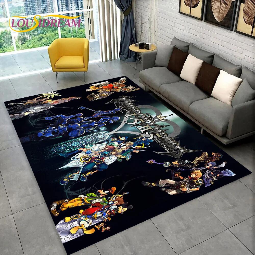 HD Cartoon Kingdom Hearts Games 3D Carpet Rug for Bedroom Living Room Home Sofa Decoration,Children Large Decor Floor Mat Gift