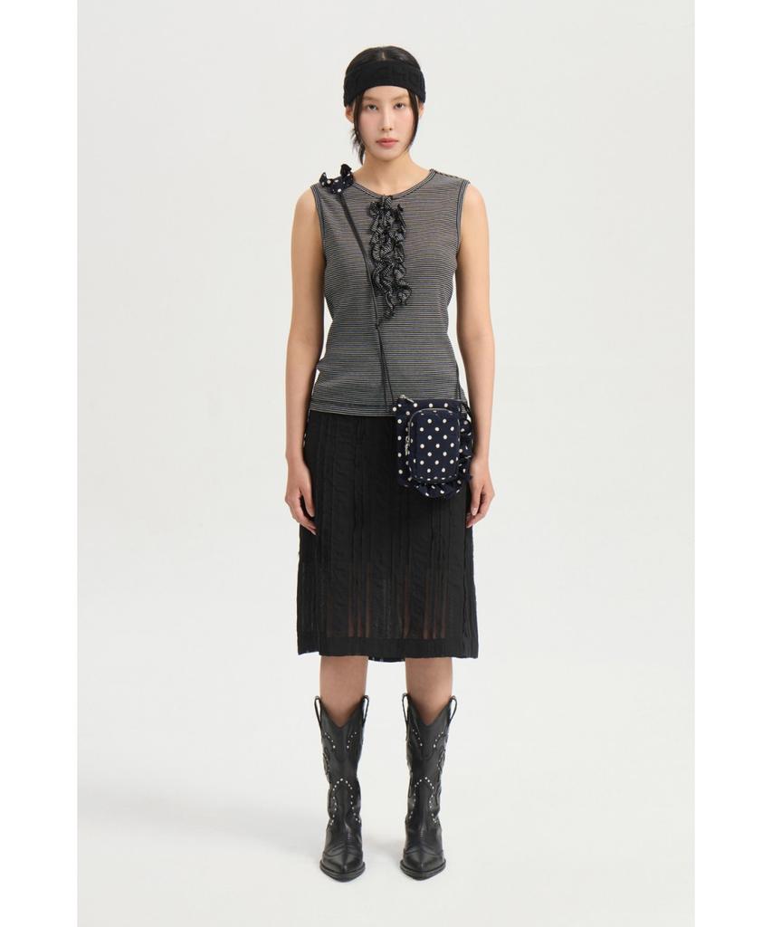 LUCKY CHOUETTE Lace Banding Midi Skirt (Black) Lfkax25540Bkx