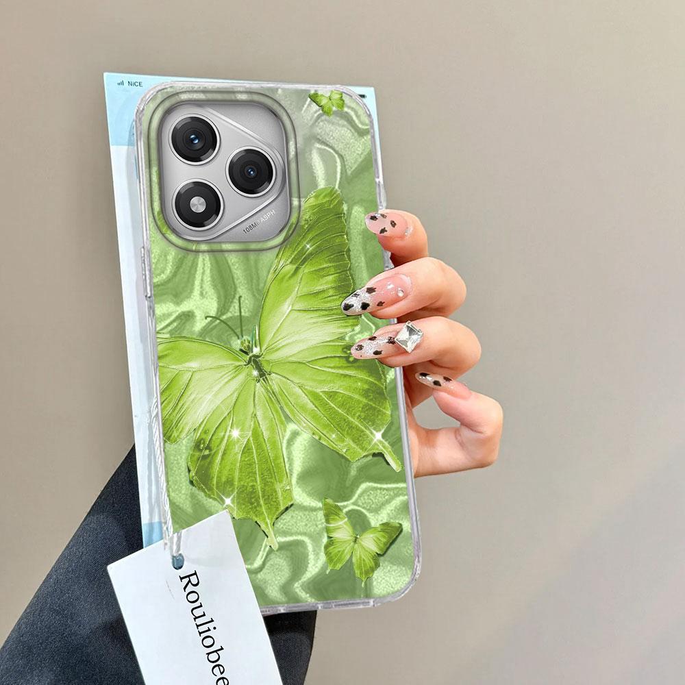 Green Butterfly water Texture Phone Cases for Honor 400 200 Pro Magic 7 5 Lite X9a X9c X8a X8b X8c TPU Shell Silicone Back Cover