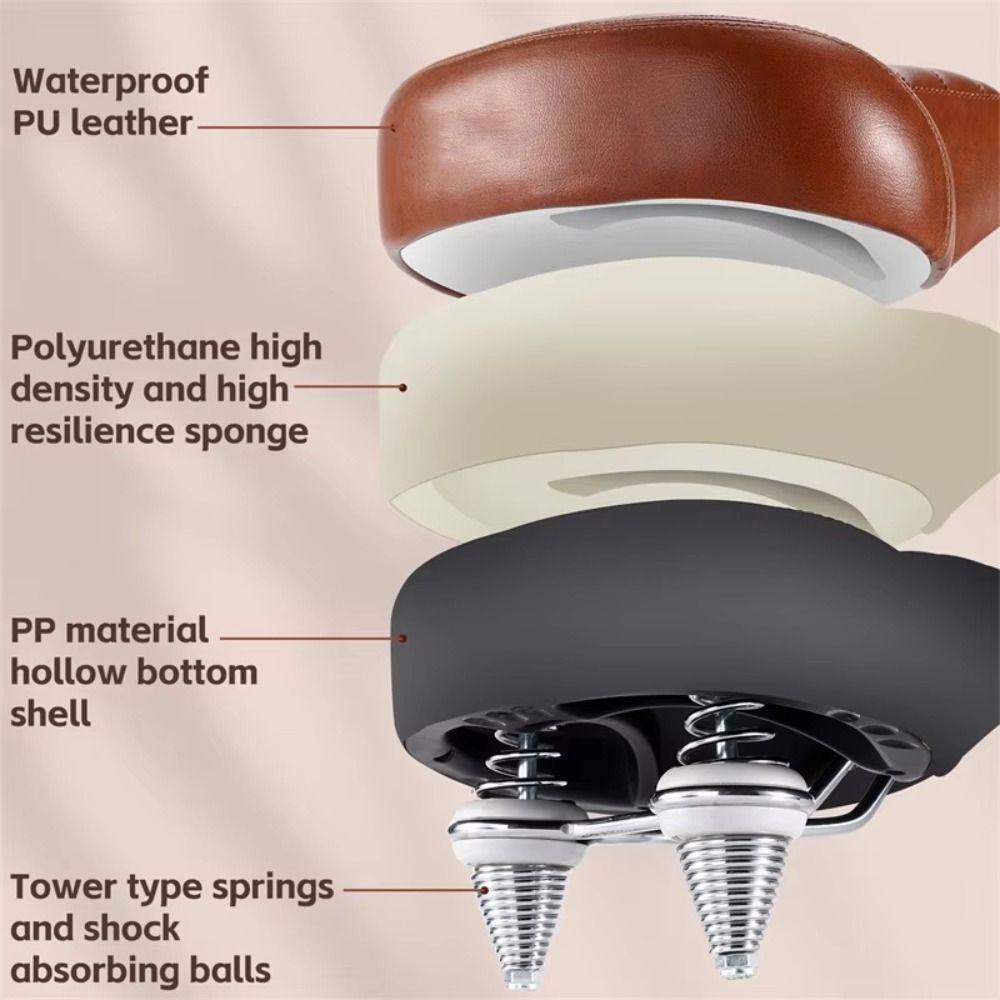 Shock-Absorbing Bicycle Saddle Leather Retro Mountain Bike Seat Bicycle Seat Cushion Replacement