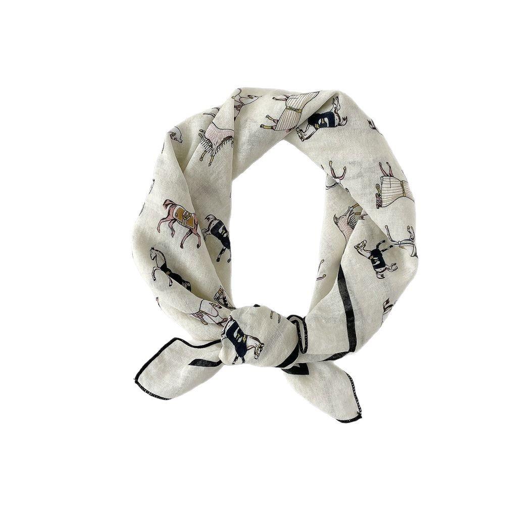 Bavlněný a lněný malý čtvercový šátek Šátek pro ženy na jaro a podzim Léto Korejský styl Foto Móda Všestranný šátek na hlavu Šátek