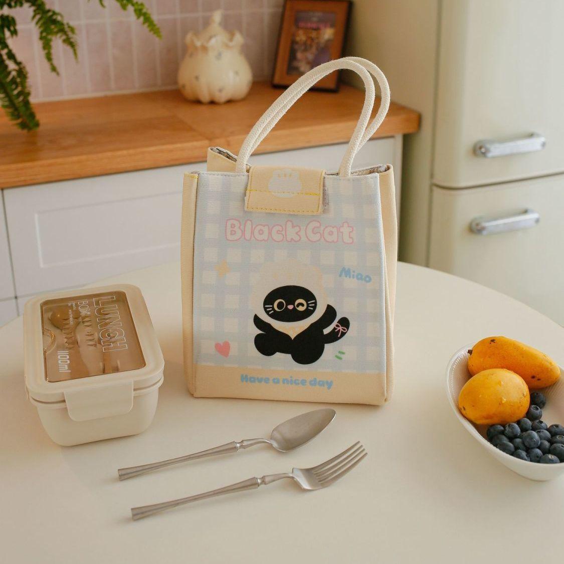 Lunch Bags Cute Bento Bag For Office Workers Large Capacity Tote Bag Cartoon Insulated Fresh-Keeping Bag Student Lunch Box Bag 1990₽