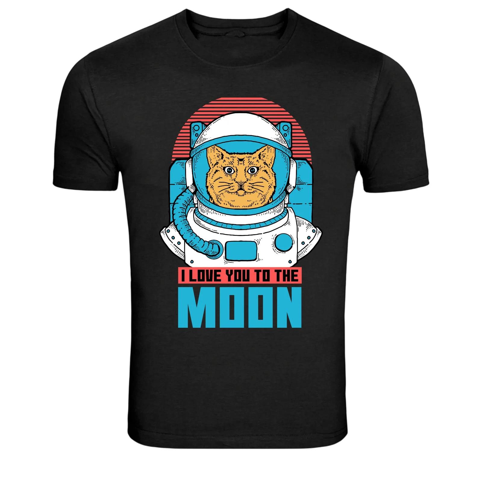 Cat Astronaut I Love You To The Moon Cute Space T-Shirt 3XL