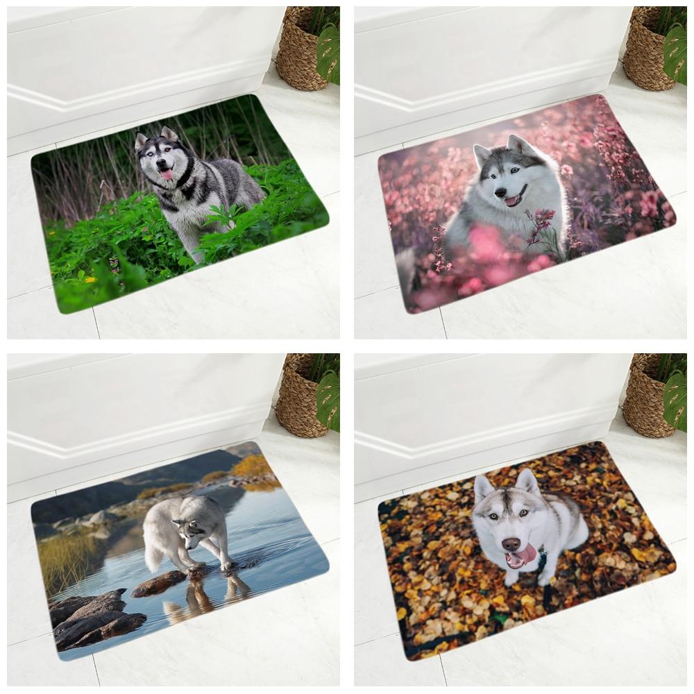 Buy Funny Siberian Husky Dog Flannel Carpet Floor Mat for Hallway ...