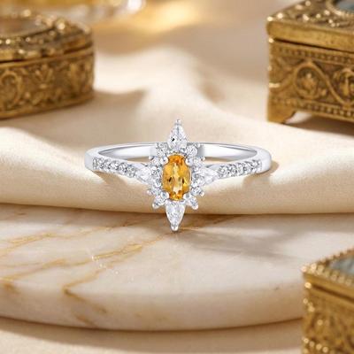Silver Art S925 Rhombus Luxury Gem Ring: Sterling Silver Colorful Women's Index Finger Ring