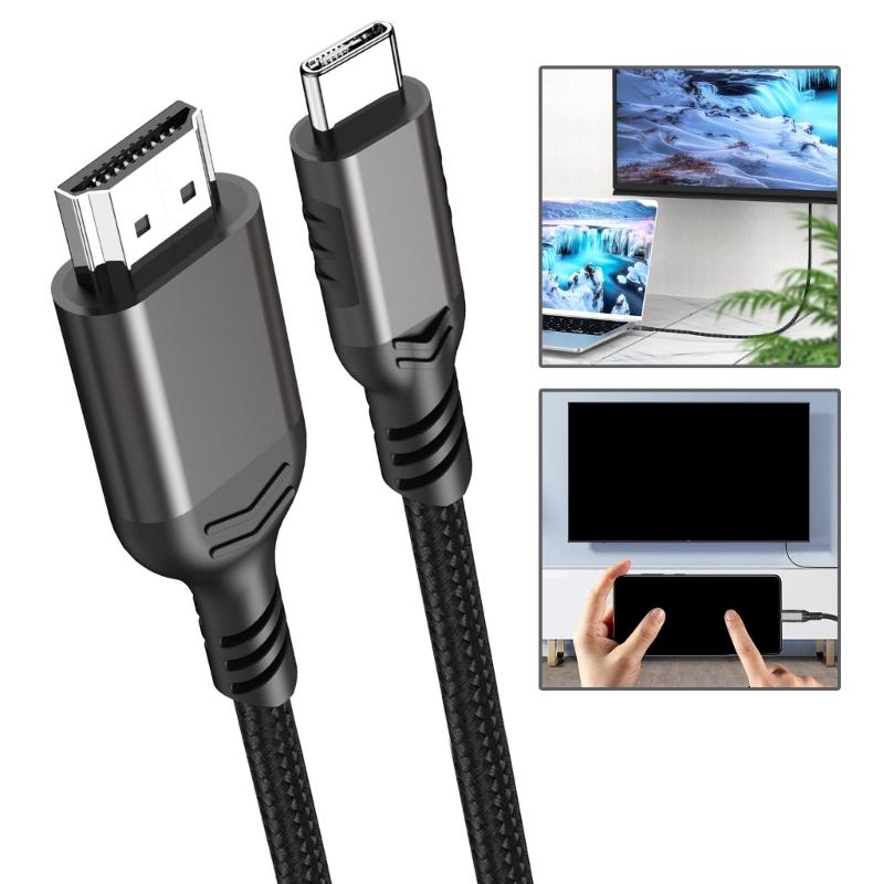 USB C to HDMI-Compatible Cable Converters Wire Supports 4K@60Hz Type C to HDTV Display Adapters Cord