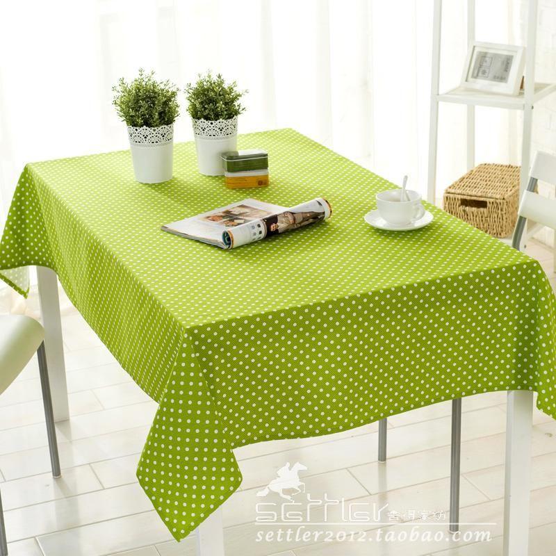 

Pastoral Green Refreshing Polka Dot Tablecloth Fabric Lace Cotton Thickened Canvas Dining Table Tablecloth Coffee Table Cloth Canvas-Green Ideas 90*90cm