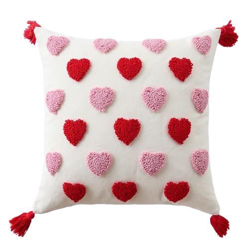 

1PC Nuna Series Valentine s Day Red and Pink Embroidered Pillowcase Love Pattern Cushion Cover for Sofa Living Room Bedroom Home Decor W45cm x L45cm
