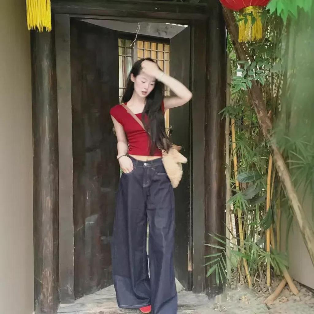 2024 Retro High-Waist Wide-Leg Spicy Girl Jeans - Summer Lazy Style for Women