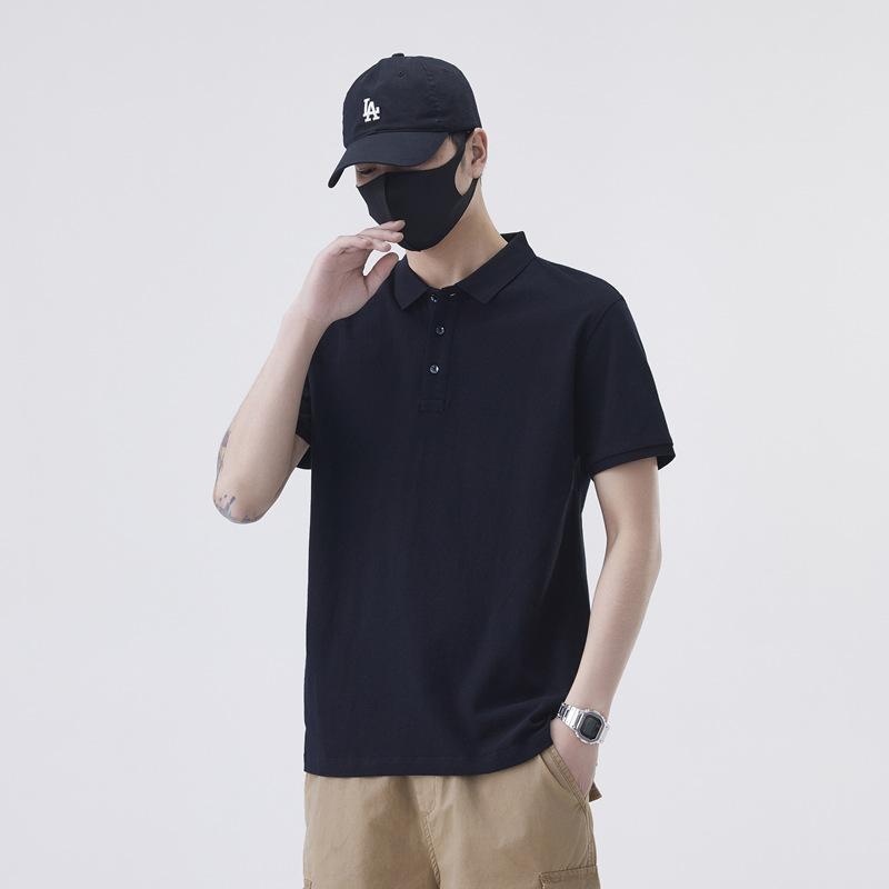 New Summer Polo Shirt Lapel Short Sleeve Loose Button Solid Color Top Short Sleeve