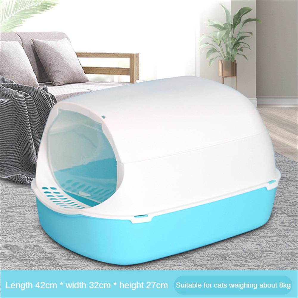 Cat Toilet With Spoon Closed Sandbox Fully Enclosed Pet Litter Box Pet Accessories Cat Excrement Basin Splash Proof Clean Basin