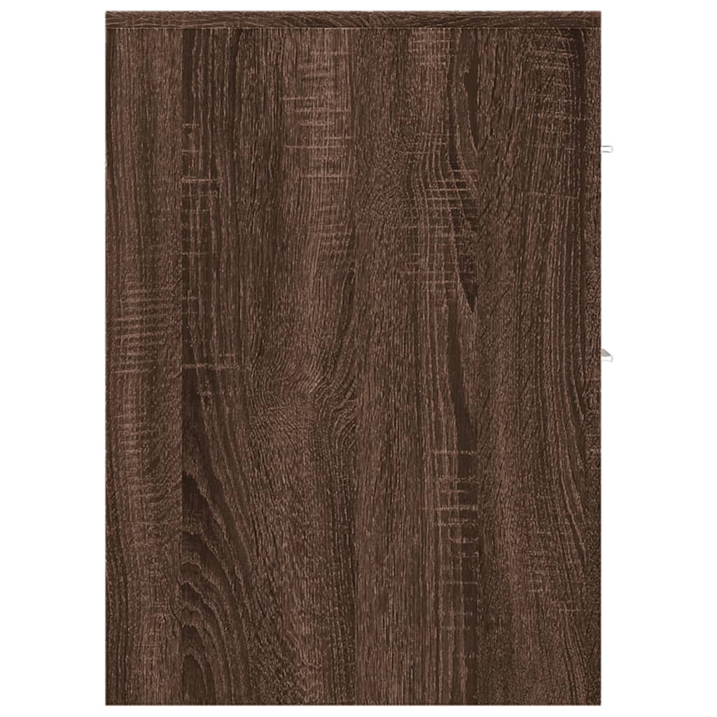 Narrow Bathroom Cabinet with Casters Oak Effect Wood Material
