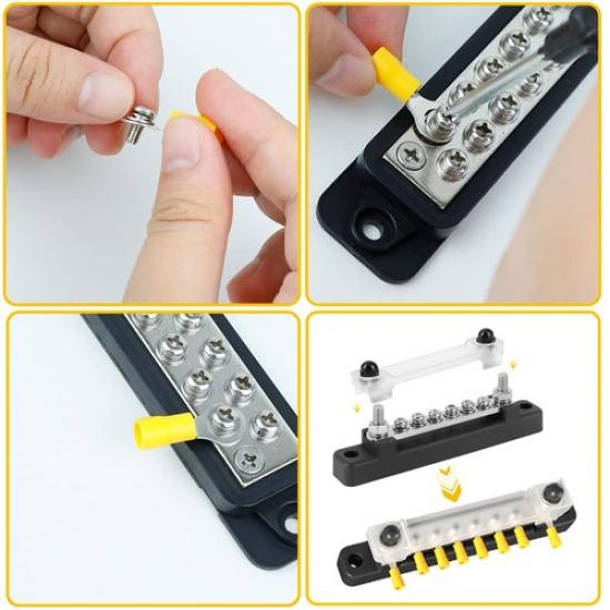 Pair 150A 12V 6 DC WAY BUS DISTRIBUTION TERMINAL BAR FOR BLOCK CAR MARINE BOAT