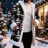 Men's Christmas Long Hooded Cardigan With Pockets Warm Jacket