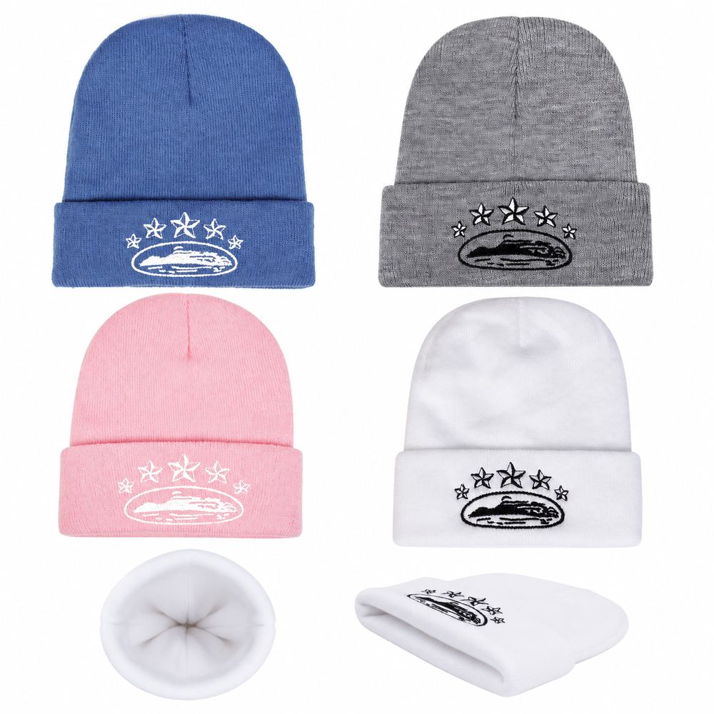 Star Embroidery Cuffed Beanie Hat Stretch Fit Knit Cap Fashion Winter Beanie Men Women