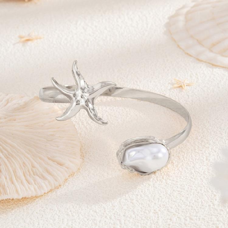 Adjustable Opening Women’s Arm Cuff Bracelet Punk Starfish Charm Geometric Iron Jewelry Gold Tone