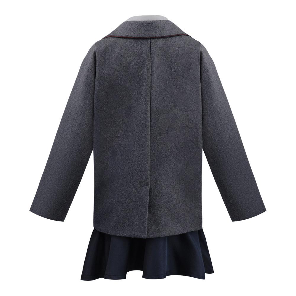 Matilda School Uniform Cosplay Costume, Grey Blazer & Skirt with Tie for Halloween & Movie Themed Cosplay Events