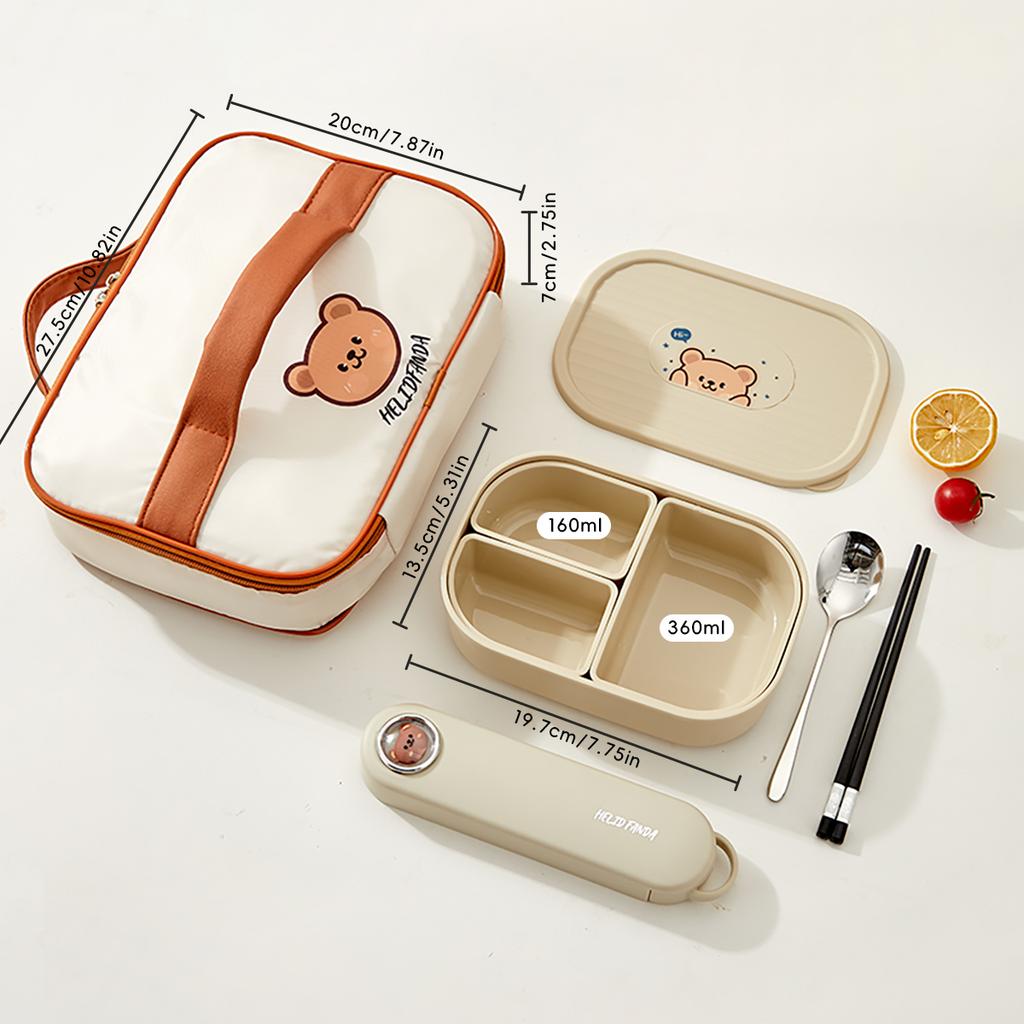 WORTHBUY Outdoor Portable Sealed Divided Food Container Detachable 3 Grids Plastic Lunch Box For Kids Student Microwave Safe