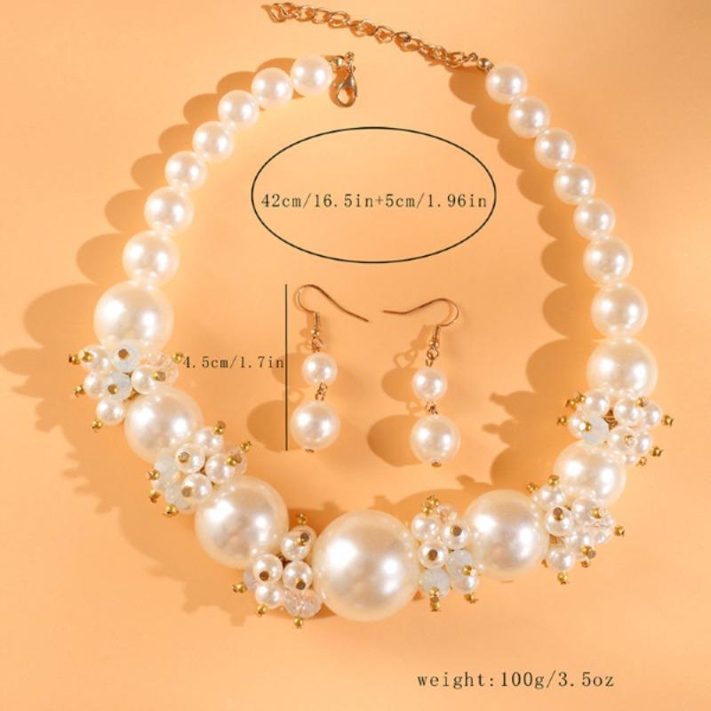 Simple Size Pearl Temperament Women's Necklace Earrings Women's Jewelry Set