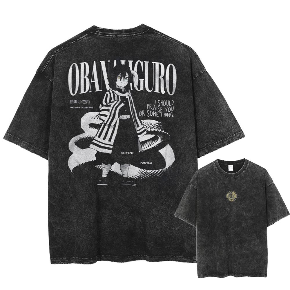 

Demon Slayer Summer Washed Vintage T Shirts Man Anime Print Parentchild ONeck Oversized Short Sleeved Tees Unisex Tops M