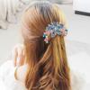 Yellow Floral Comb Clips - Blue Crystal Hair Pin - Women's Bridal Accessories for Wedding