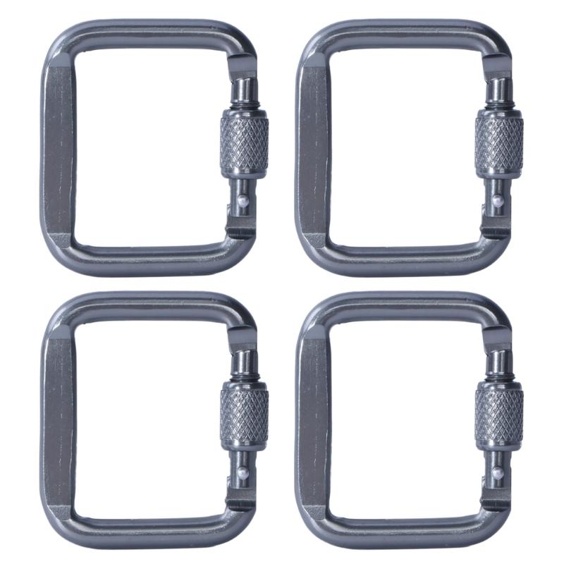 Square Carabiner Hook Camping Clip with Screw Locking Aluminum Alloys Carabiner Safety Buckle Keychain Carabiner Hook 1