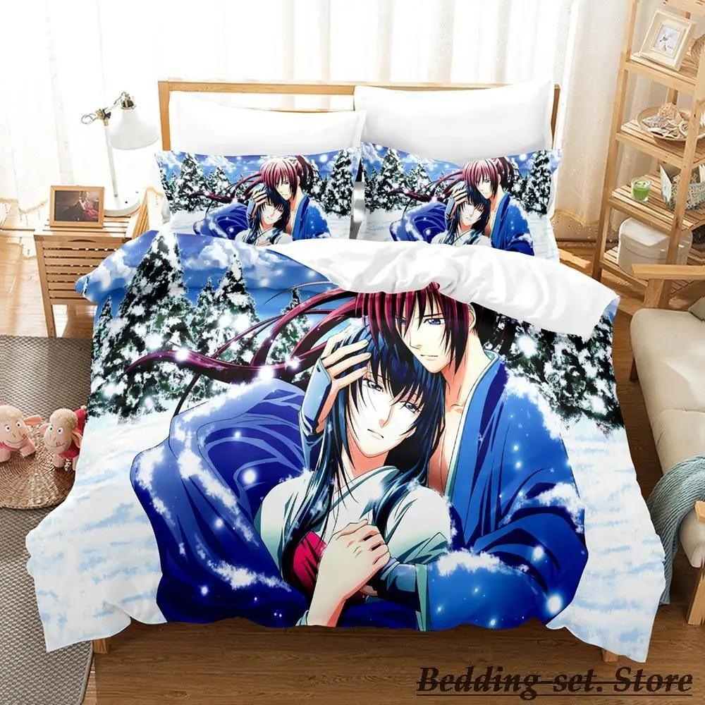 Rurouni Kenshin Bedding Set Single Twin Full Queen King Size Bed Set Adult Kid Bedroom Duvetcover Sets Anime Parure De Lit Bed