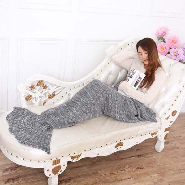 Mermaid Blanket Tail Crochet Knitting Air Conditioner Blankets Soft Gift Warm
