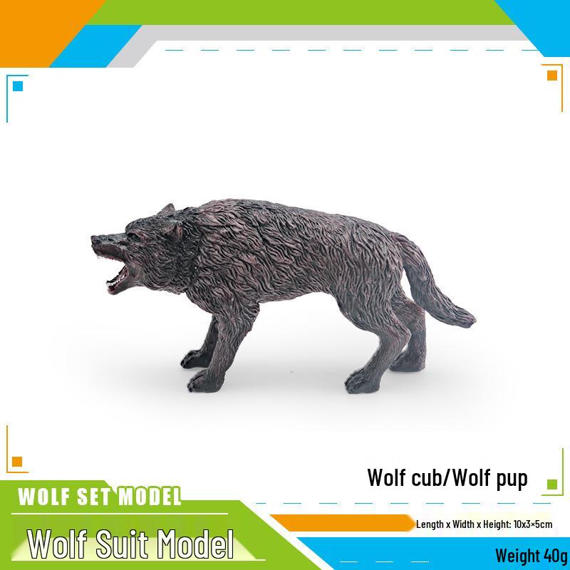 Wild Animal Wolf Family Model - Children's Educational Toy Set with Male, Female, and Cub Wolves