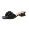Thick Heel Gentle Wind Cool Slippers Women's Spring New Popular Versatile Outer Wear French Flat Bottom One-word Shoes Women