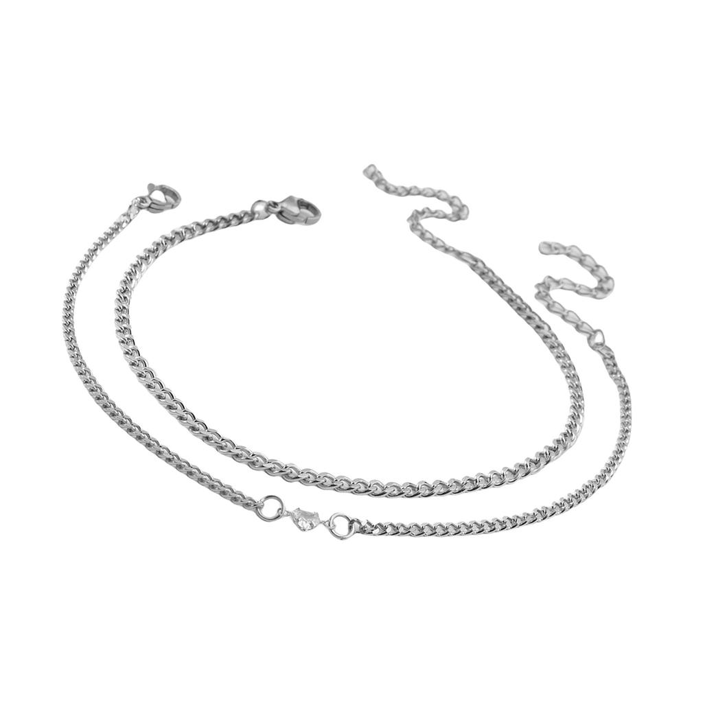 2Pcs Simple Heart Bracelets for Couples Stylish Stainless Steel Bracelets Elegant Heart Designs Wrist Chain For Couples