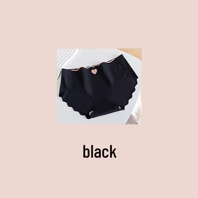 Japanese Wave Edge Heart Ice Silk Mid-Waist Seamless Plus Size Underwear for Women